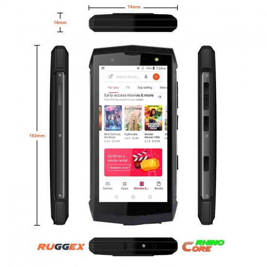 Ruggex Rhino Core 4G LTE Rugged Smartphone IP68 Tough & Durable